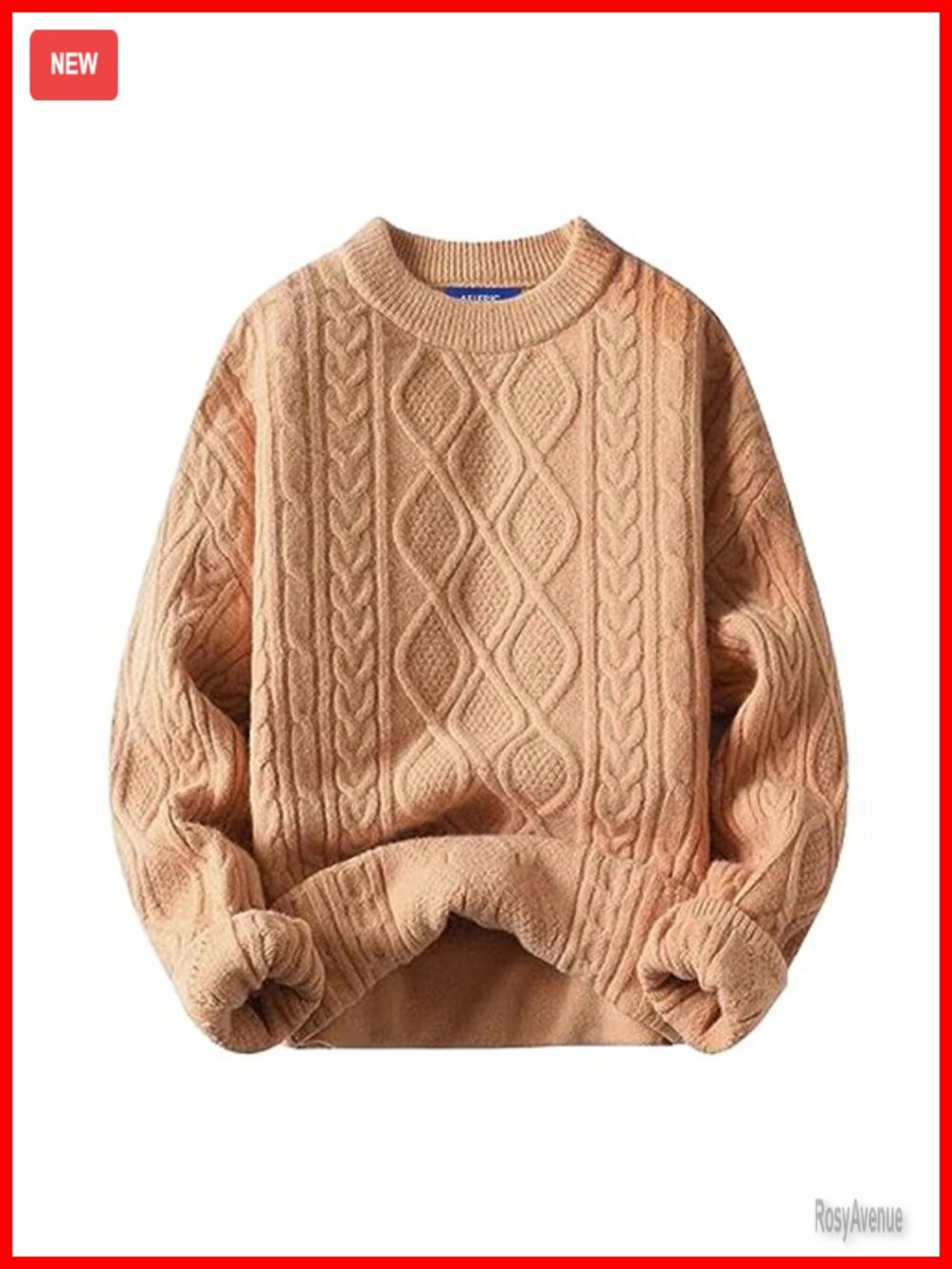 Oversized Cable Knit Sweater Vintage 90s Crewneck Pullover Long Sleeve